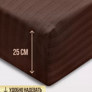 Простынь на резинке страйп сатин W300