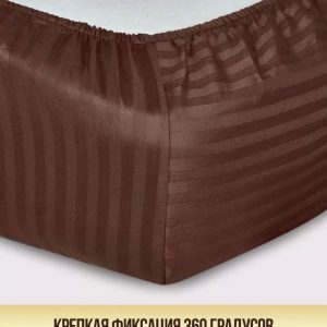 Простынь на резинке страйп сатин W300